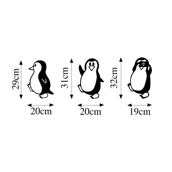 Wallity Penguins - 297 Escultura de Pared de Metal Negra Wallity Penguins - 297 Escultura de Pared de Metal Negra